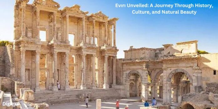 Collage featuring the historic ruins of Evırı Castle, Ancient City of Ephesus, and the serene House of the Virgin Mary.